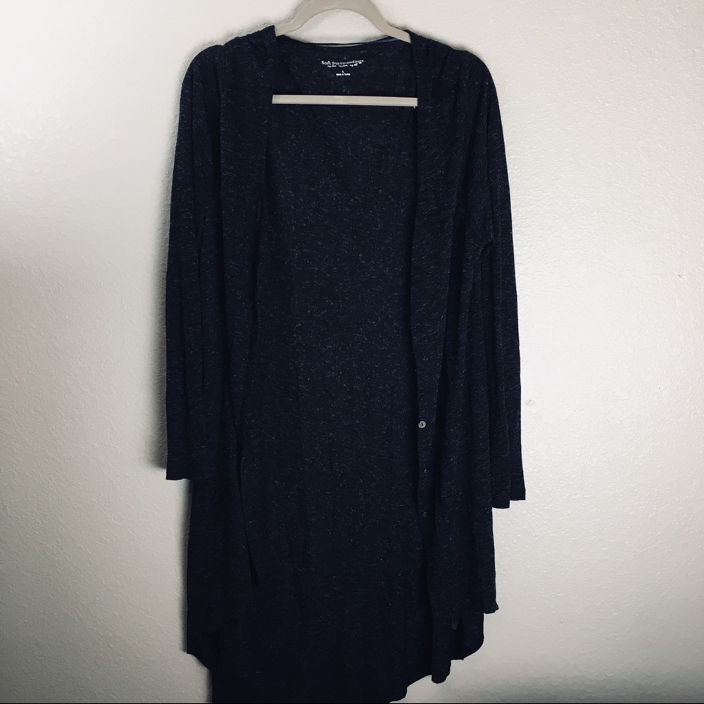 Soft Surroundings L Gray Long Cardigan Duster